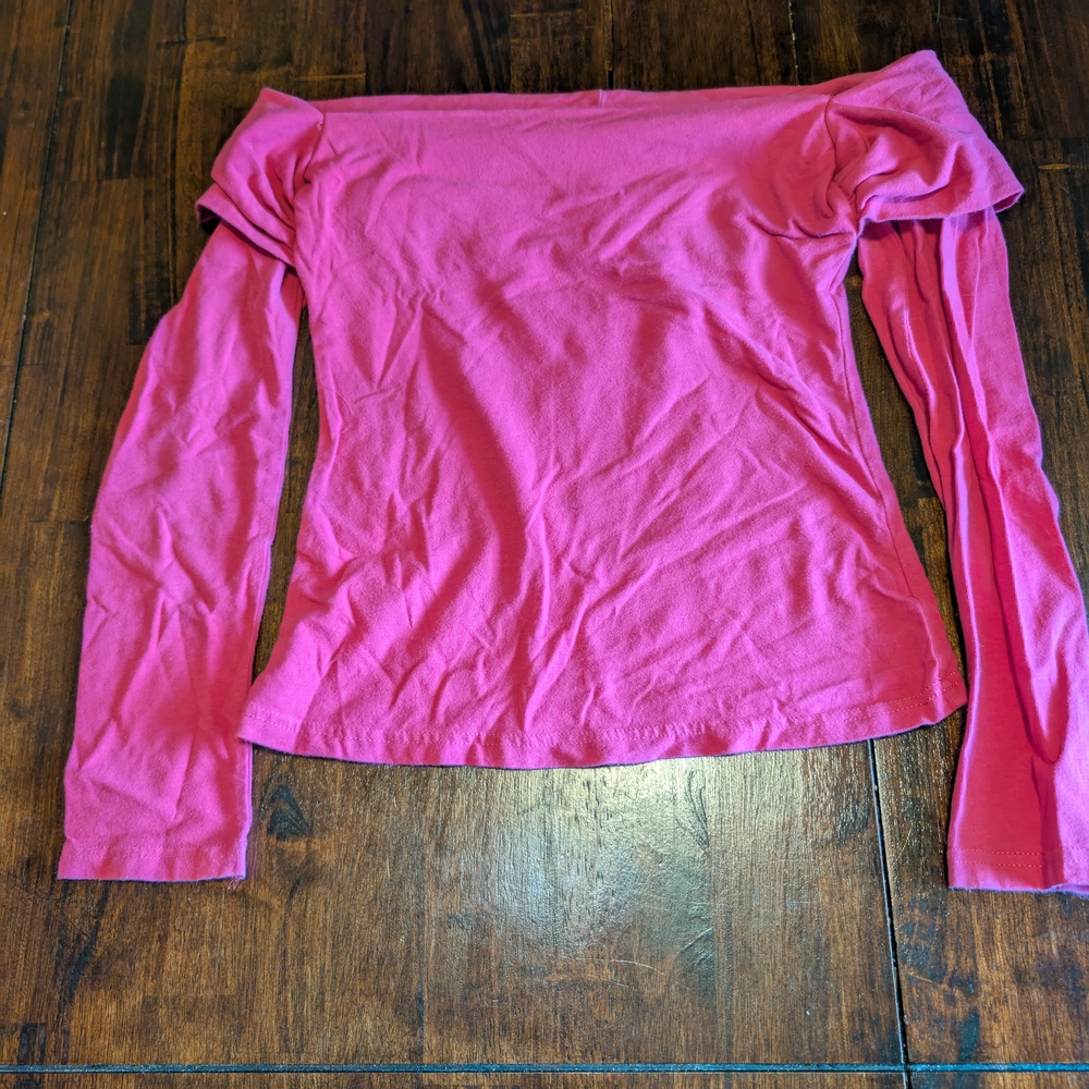 Ambiance Fuchsia Long Sleeve Off-Shoulder Top